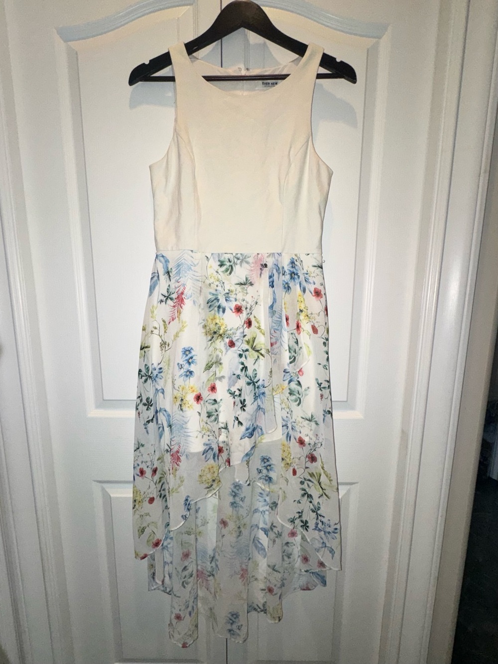 Ever New Melbourne Floral High-Low Flowy White Dress Size 10 Midi Maxi Wedding - Picture 7 of 12